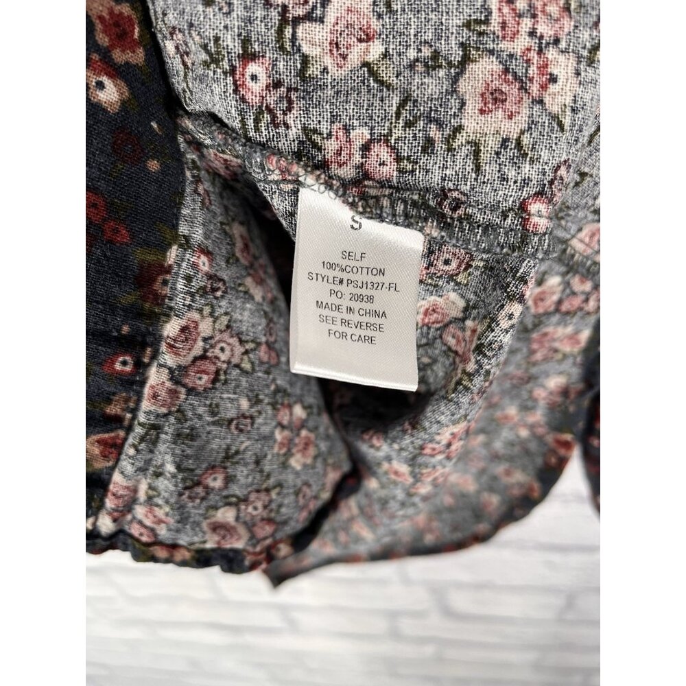 BALTIC BORN Women's Navy Floral Cotton Button Down Blouse Small - Picture 3 of 5